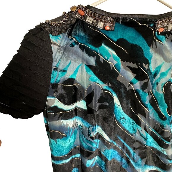 CUSTO Barcelona Black and Blue Ruffled Mini Dress Size: XS - Picture 5 of 13